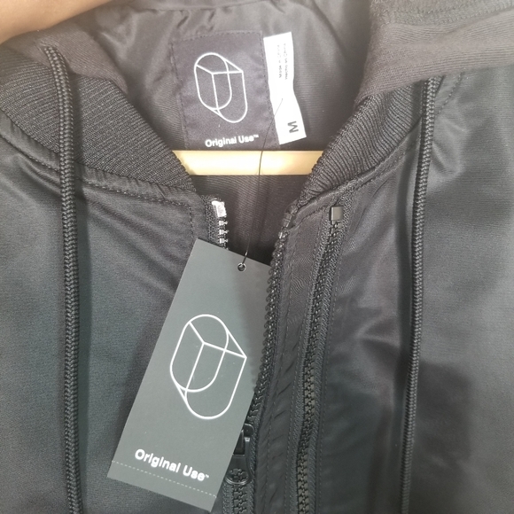 Original Use Mens Black Hooded Bomber Jacket - Picture 8 of 9